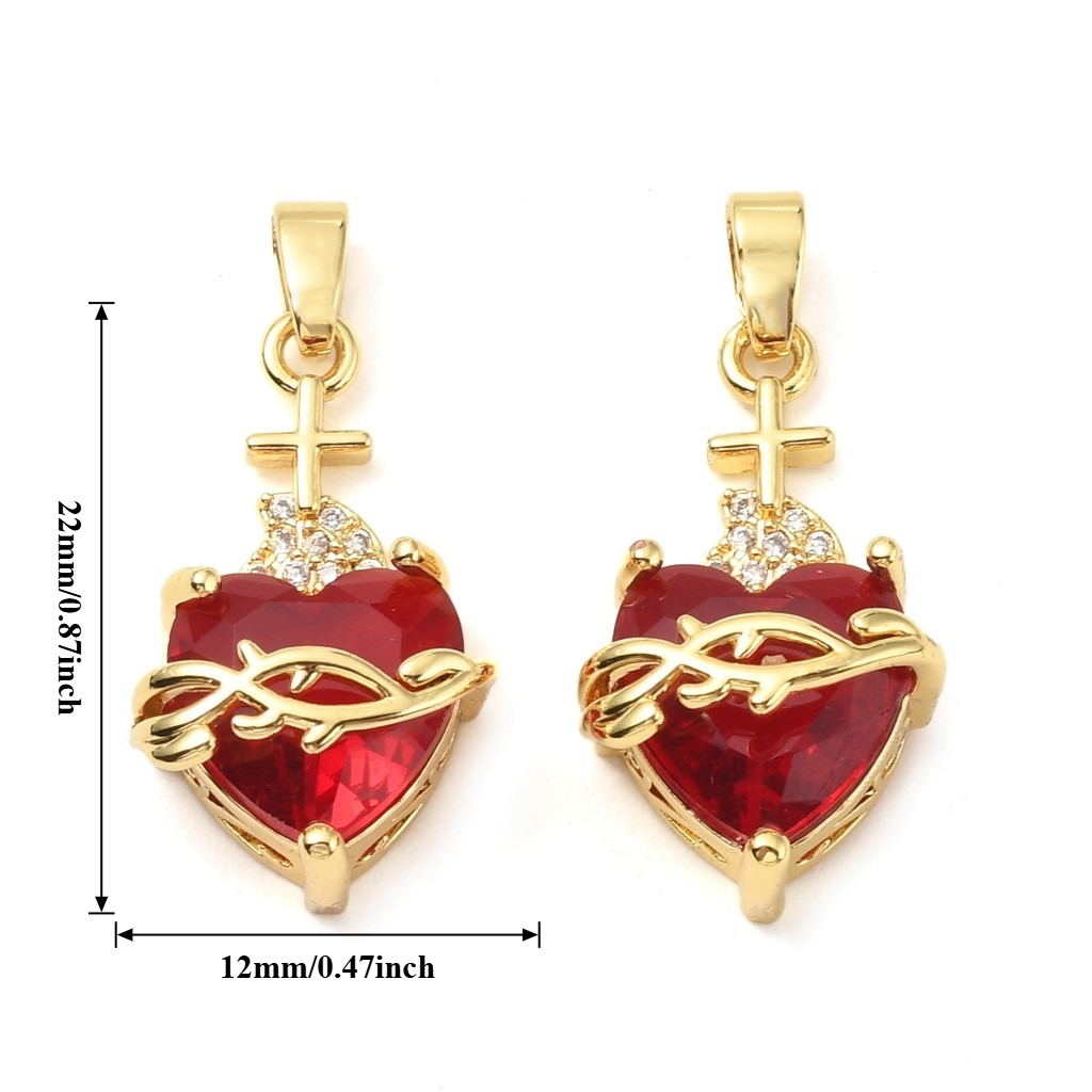 1pc Women's 18K Gold Plated Brass Micro Pave Heart Pendant